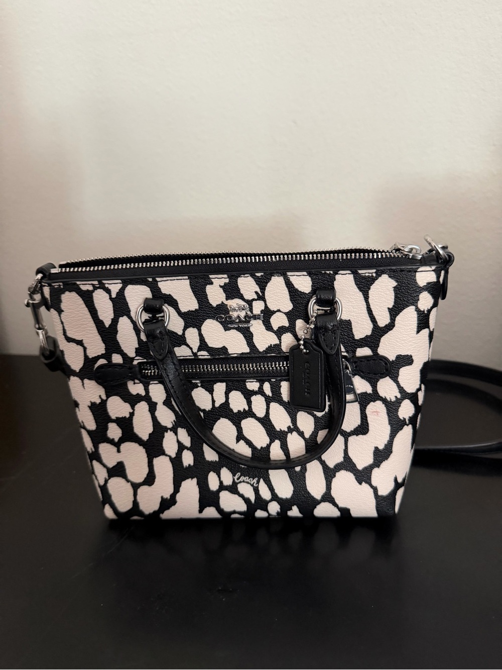 Coach Black & White Animal Printed Mini tote crossbody
